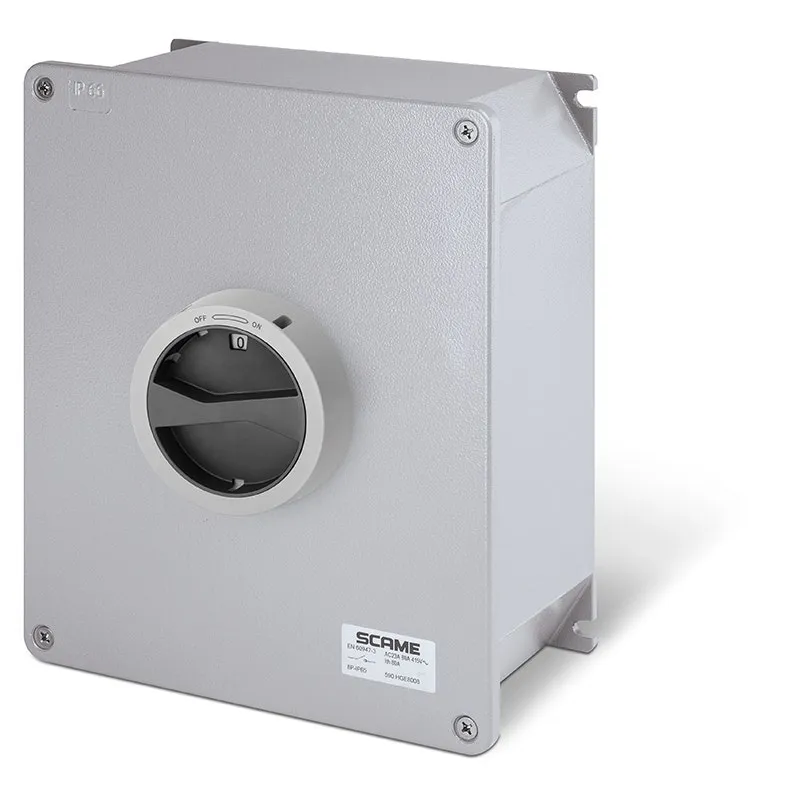 SCAME - Enclosed Switch Disconnector, 63A, 6P, IP65, 264x315x112mm, Y4 IK10, General, Die Cast Aluminium, Grey/Black