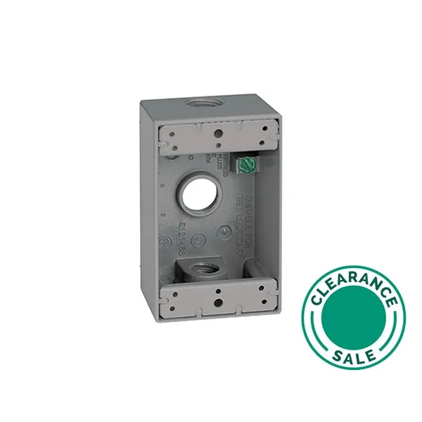 Box, Waterproof, 1 Gang, 3 Holes, 1/2" Knockout