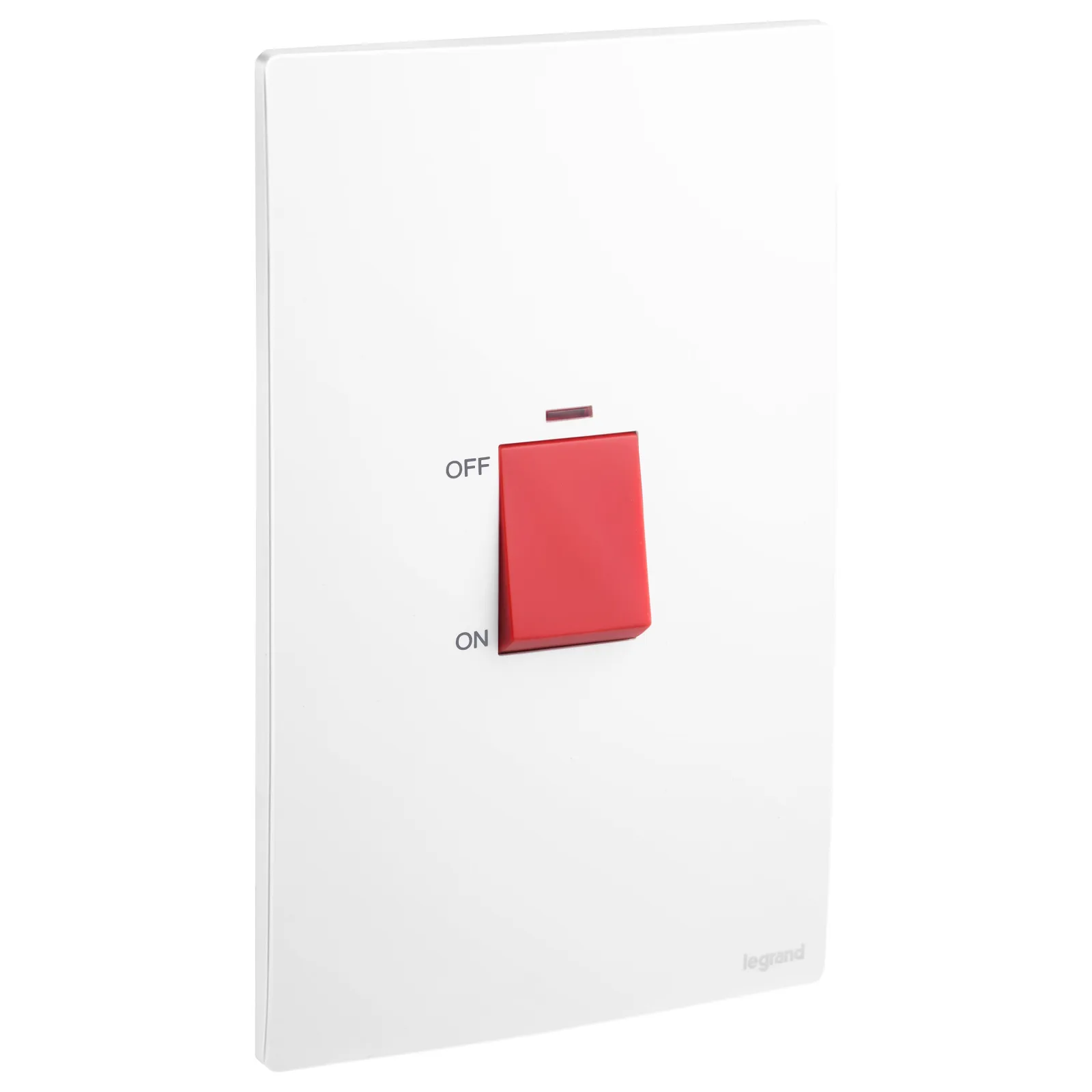 LEGRAND - Double Pole Vertical Switch Mallia , 2 Gang, 1 Way, Red Indicator, 45 A, 250 V~, Matt White