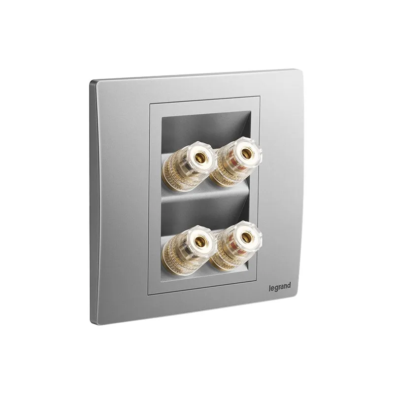 LEGRAND - Single Loudspeaker Socket Outlet Mallia Senses, 2 Gang, Dark Silver