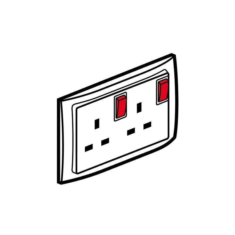 Double Pole British Standard Socket Outlet Mallia, switched, 2 Gang+Led, 13 A 250 V