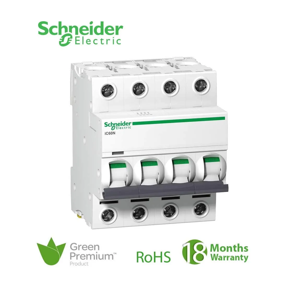 SCHNEIDER - MCB Breaker, Acti9 iC60N, 4P, 25A, D curve