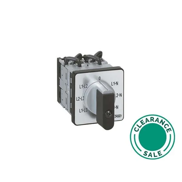 Cam Switch, Voltmeter, PR 12, 16A, 6 Contacts, 3 CT with Neutral, Screw Fix