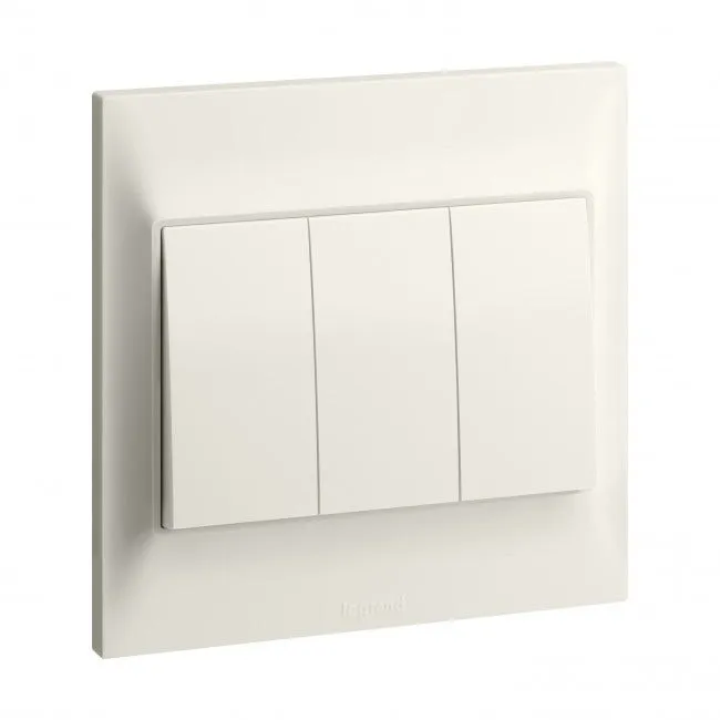 LEGRAND - Single pole switch Belanko S - 16A x 250V~ - 3 gang - 2-way switch - Ivory