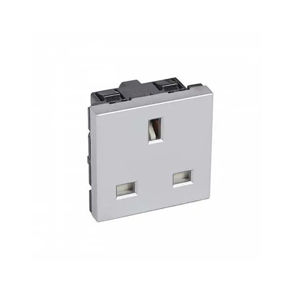 LEGRAND - Socket Arteor, BS, 13A, 2P+E Switched, Square, 2 Modules, Aluminium