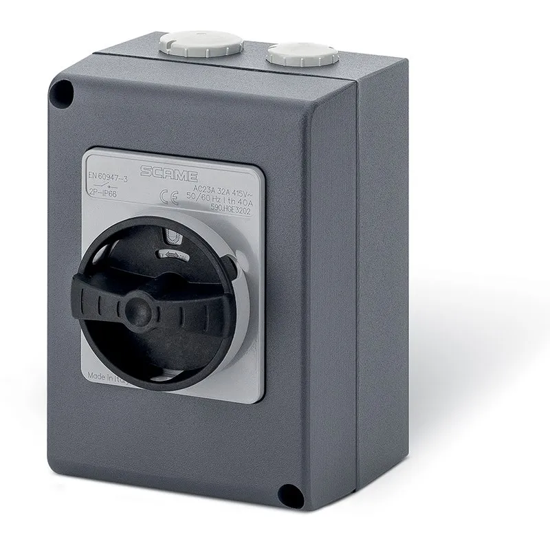 SCAME - Enclosed Switch Disconnector, 32A, 3P+N, IP66, 105x150x82mm, Y1 IK10, General, Die Cast Aluminium, Grey/Black