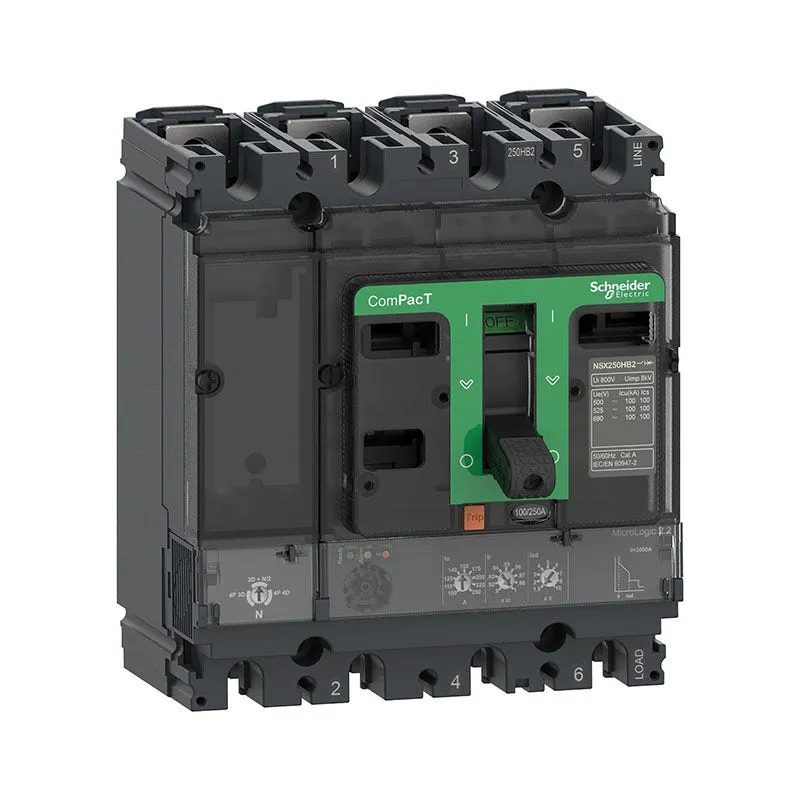 شنايدر - قاطع 160 أمبير - 4 خط - NSX160F, 36kA at 415VAC, MicroLogic 2.2 Trip Unit