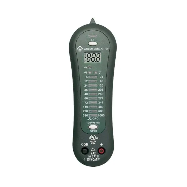 جرينلي - جهاز اختبار الجهد الكهربائي - GFCI - تيار متردد/تيار مستمر - 1000 فولت (GT-95)