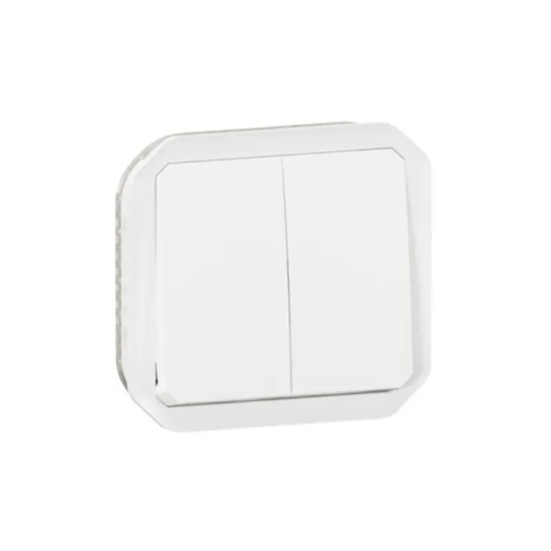 ليجراند - مفتاح/زر ضغط Plexo، IP55، فتحتين،خط 2، 10A 250V، آلية، أبيض