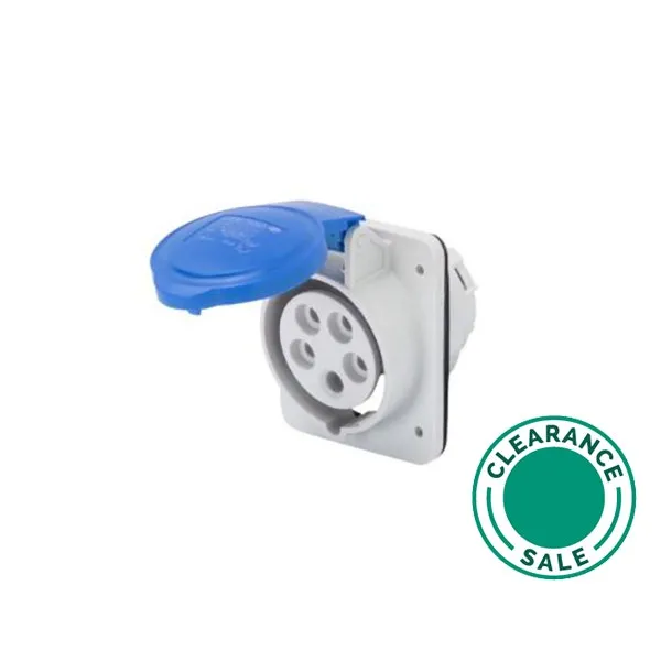 Socket, 32A, 3P+E, 220V, 10 Degree, Flush, IP44