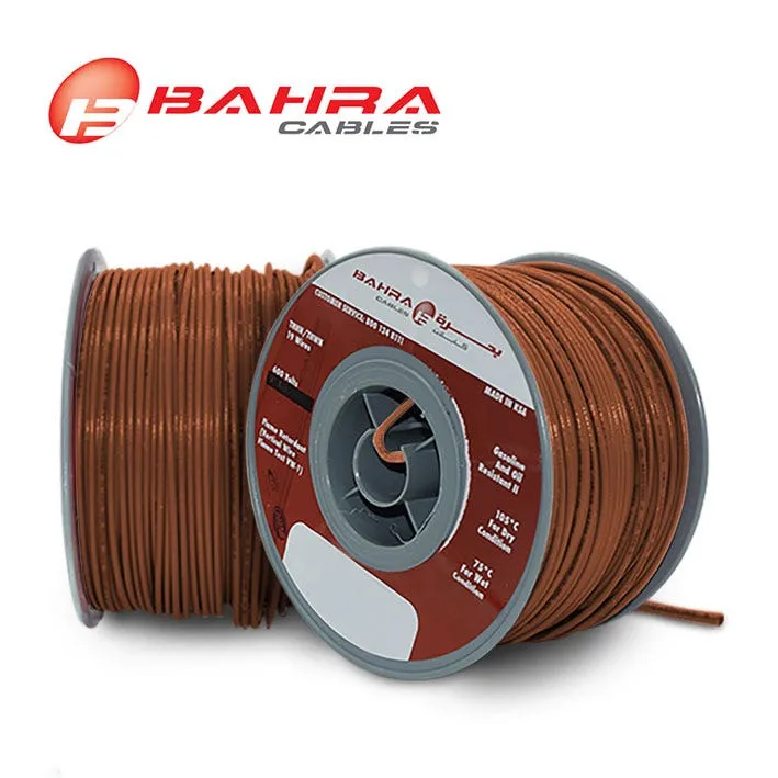 بحرة - سلك كهربائي نحاس - المواصفات الأمريكية - THHN - مقاس 10 AWG - بني - 600 فولت - 152.44 متر