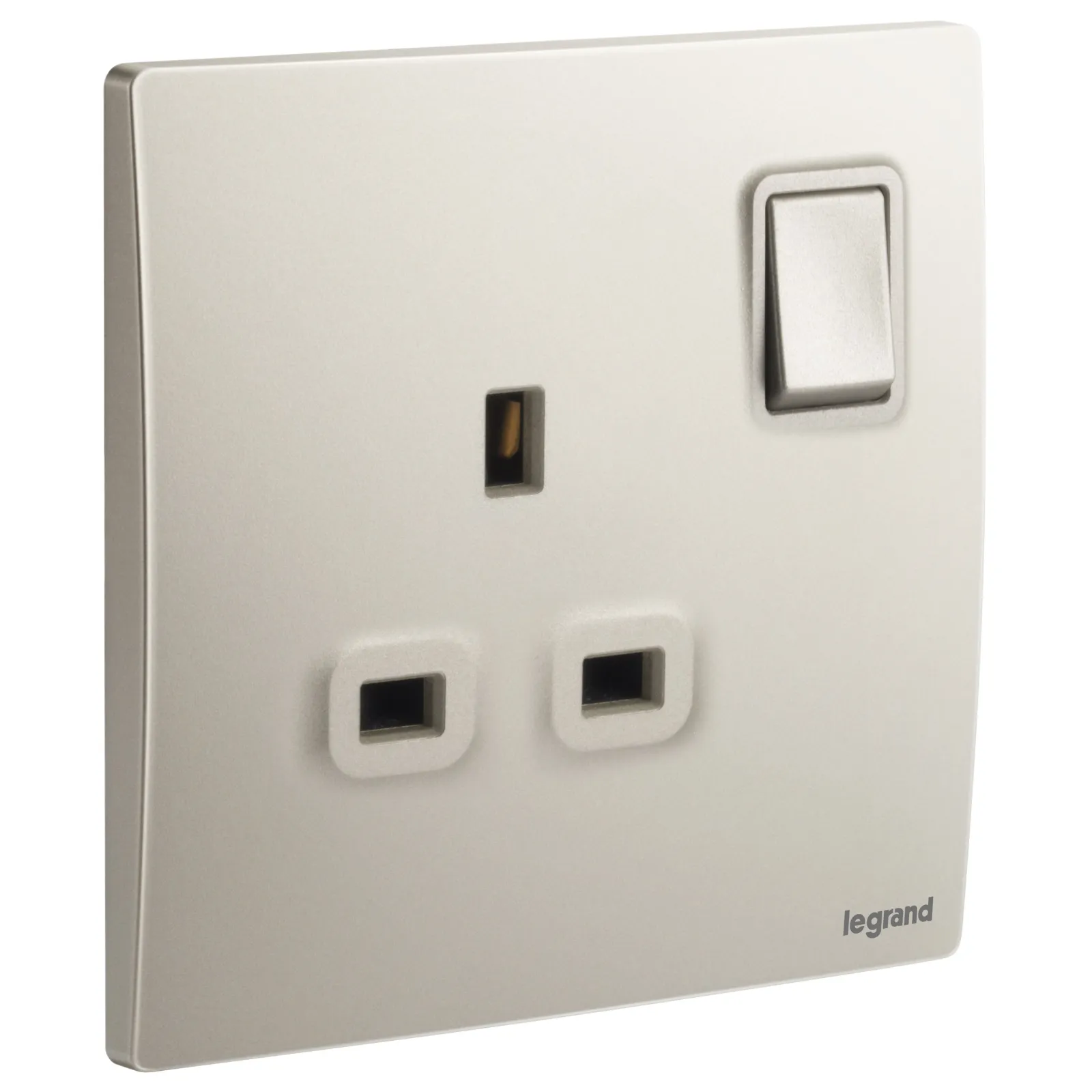 LEGRAND - British Standard Double Pole Socket Outlet Mallia, 1 Gang, Switched, 13 A, 250 V~, Champagne
