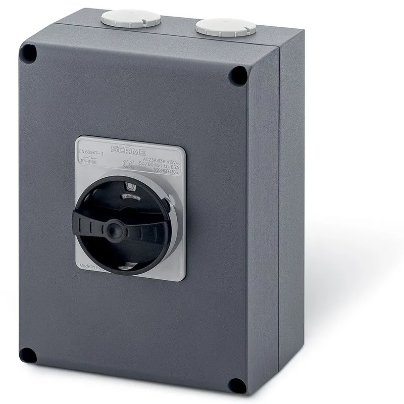 SCAME - Enclosed Switch Disconnector, 100A, 3P+SN, IP66, 150x210x107mm, Y4 IK10, General, Die Cast Aluminium, Grey/Black