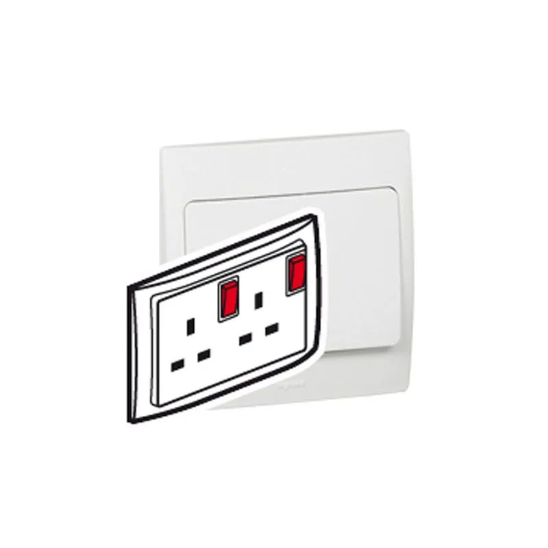 Double Pole Socket Outlet Mallia, switched, 2 Gang+Led, 13 A 250 V~