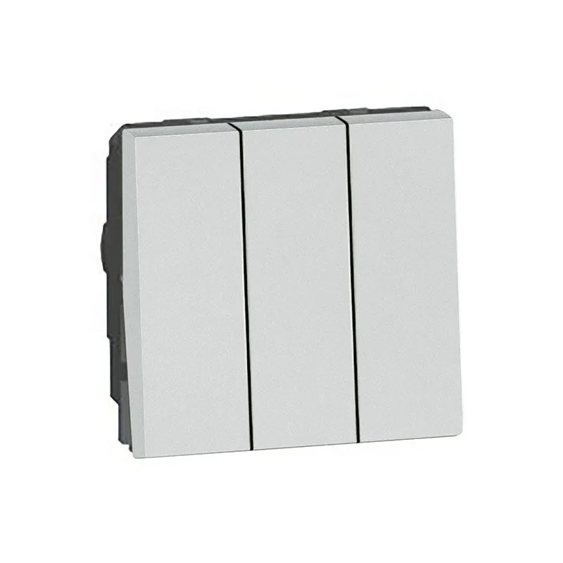 ليجراند - مفتاح Arteor، خط 1، 20AX، 250V~، 3 مفرد، 2 موديول، Soft Aluminum