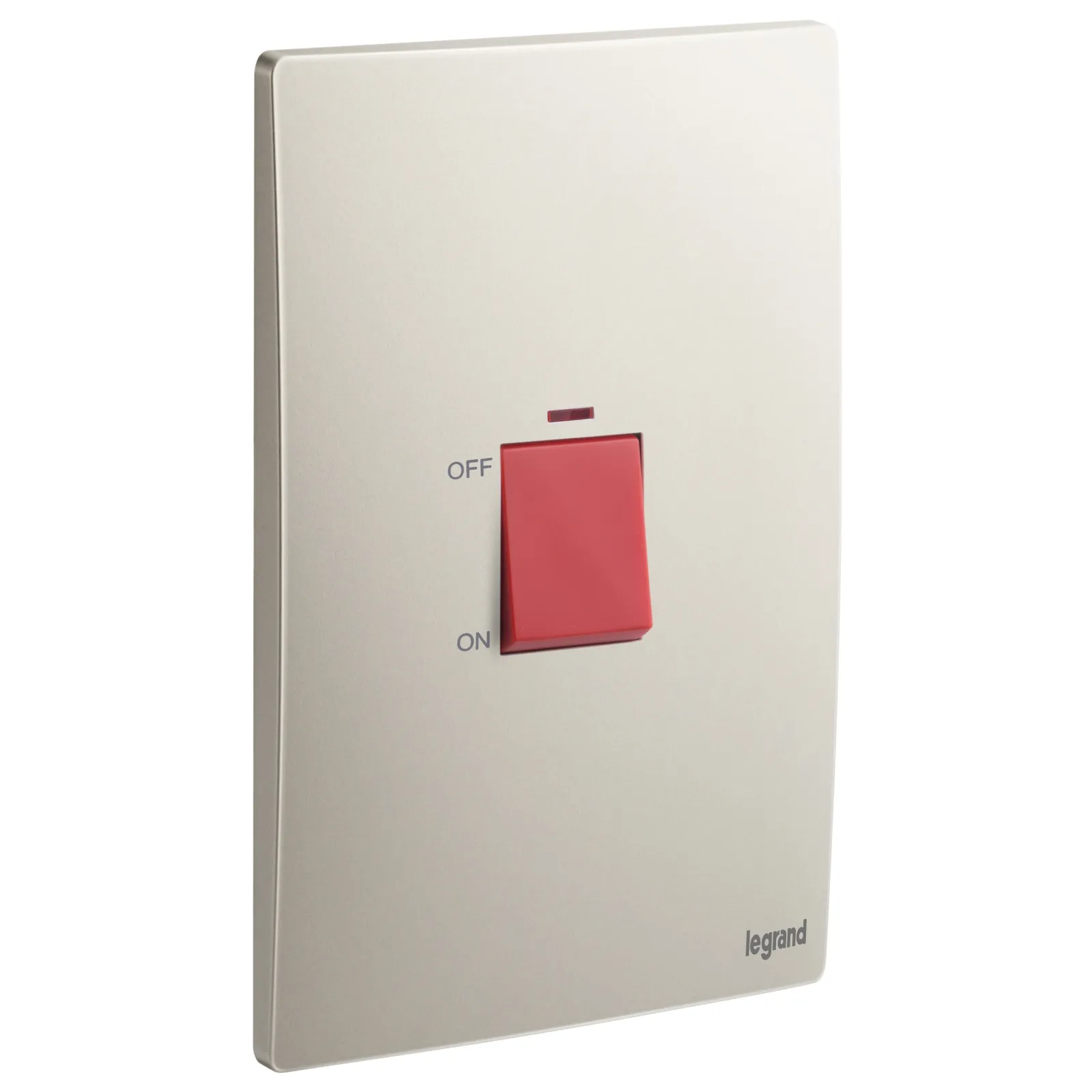 LEGRAND - Double Pole Vertical Switch Mallia , 2 Gang, 1 Way, Red Indicator, 45 A, 250 V~, Champagne