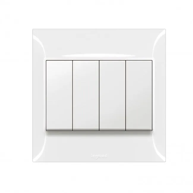 LEGRAND - Single pole switch Belanko S - 16A x 250V~ - 4 gang - 2-way switch - White