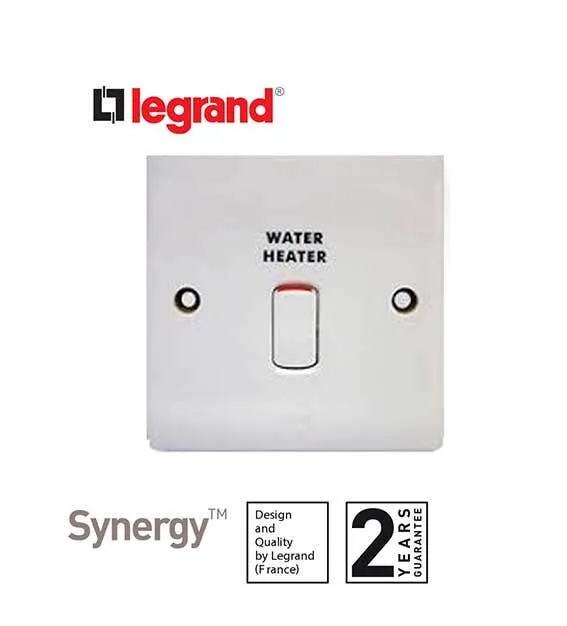 LEGRAND - Double Pole Switch Synergy, Double Pole ''Water Heater'', 20 A 250 V~, White