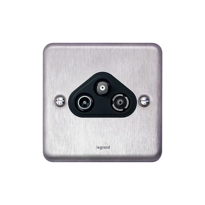 ليجراند - مقبس TV-R-SAT Synergy Authentic، Brushed Stainless Steel