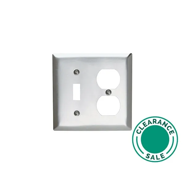 Combination Cover Plate, 2 Gang, 1 Toggle + Duplex W/P , Vertical, Stainless Steel