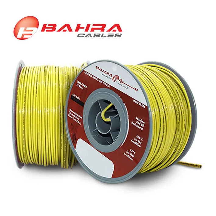 بحرة - سلك كهربائي نحاس - المواصفات الأمريكية - THHN - مقاس 12 AWG - أصفر - 600 فولت - 152.44 متر