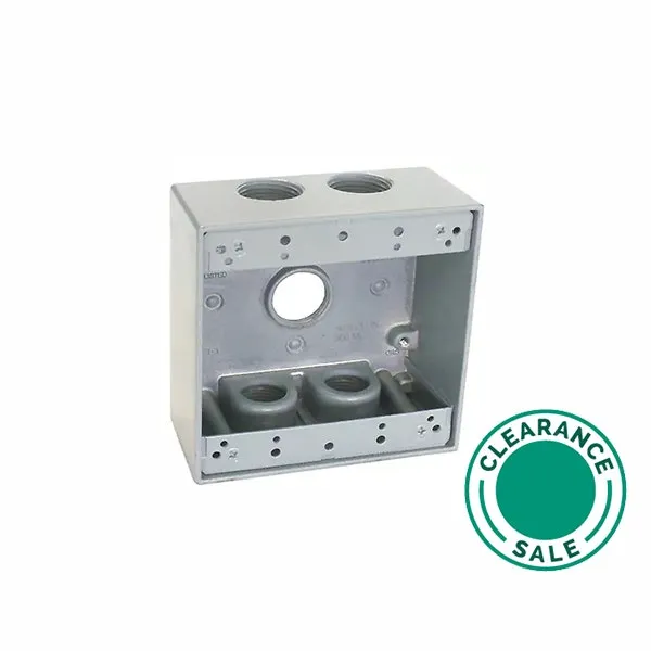 Box, Weatherproof, 2 Gang, 5 Hole, 3/4" Knockout