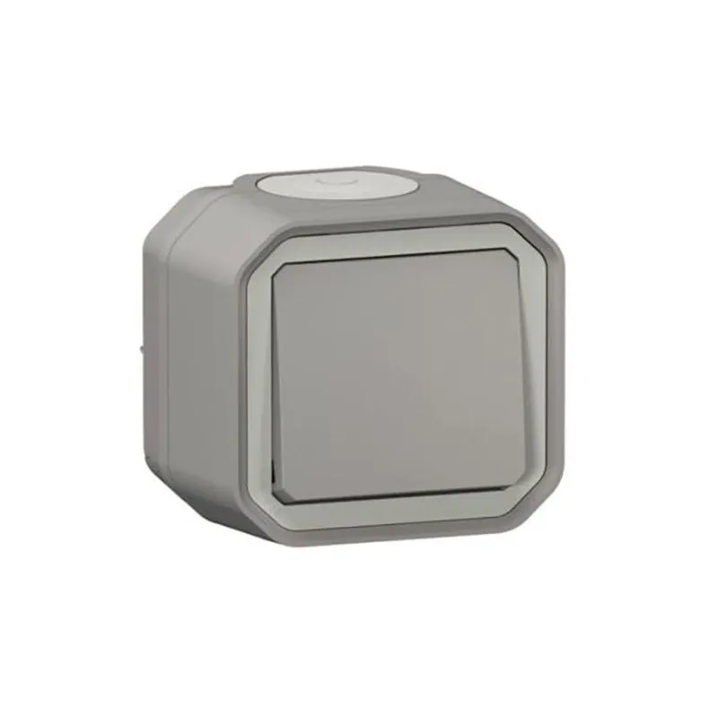 ليجراند - مفتاح وسيط Plexo، IP55، 10A 250V، تركيب سطحي، رمادي
