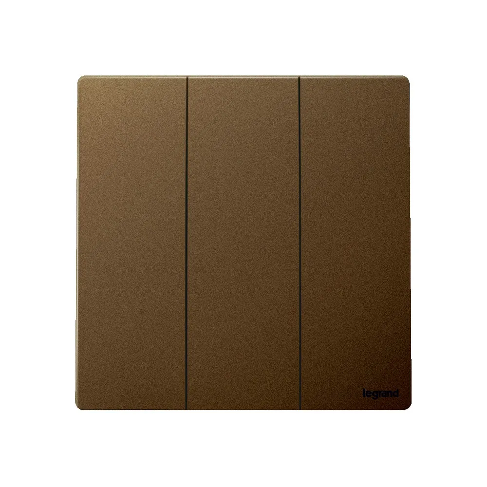 LEGRAND - Single Pole Switch Mallia, 3 Gang, 2 Way, 20 AX, 250 V~, Dark Bronze