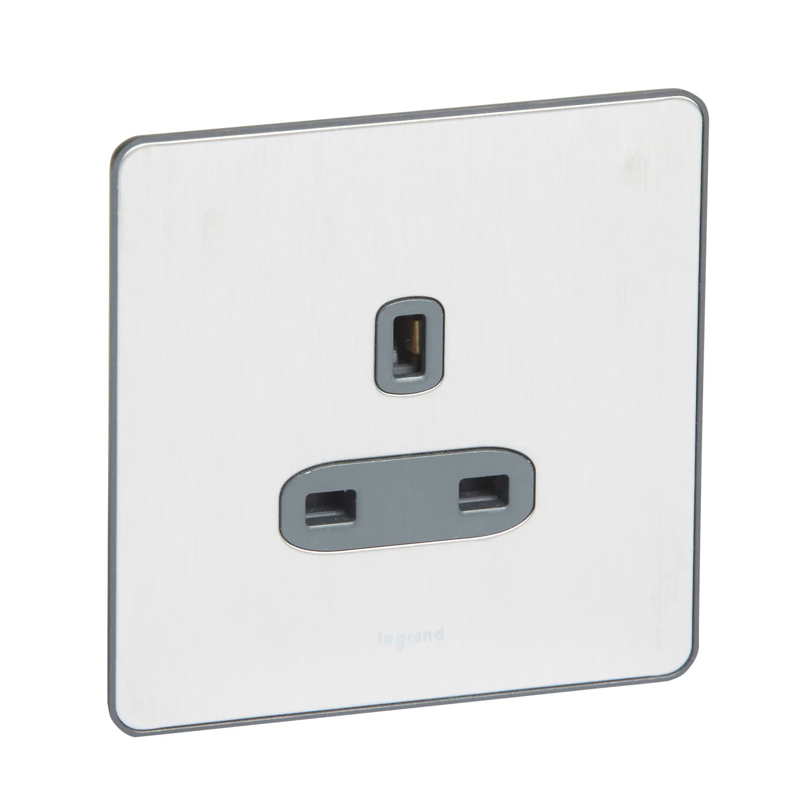 LEGRAND - British Standard Synergy -1 Gang UnSwitch -13 A -250 V~ Sleek Design Brushed Stainless Steel