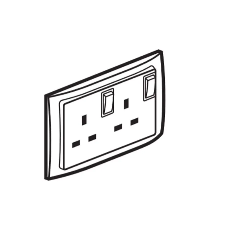 Double Pole British Standard Socket Outlet Mallia, switched, 2 Gang, 13 A 250 V~