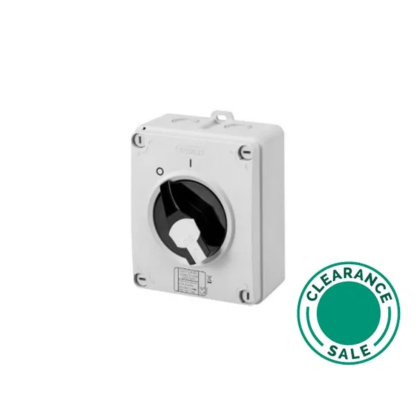 Rotary Switch, 16A, 2 Pole, IP65, S/M, Black Knob