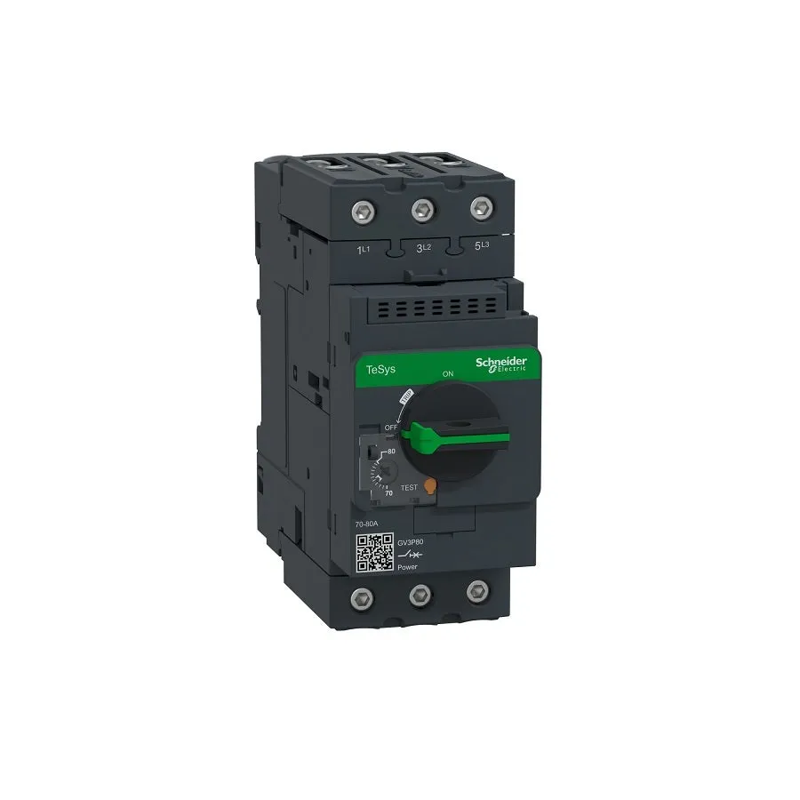 شنايدر - قاطع دائرة المحرك، TeSys Deca Frame 3، 3P، 70-80A، مغناطيسي، EverLink