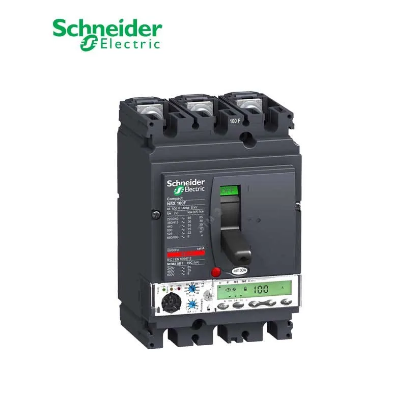 شنايدر - قاطع رئيسي 100 أمبير - ComPact NSX100H, 3P 3d, 70kA at 415 VAC, MicroLogic 5.2A Trip Unit 100A