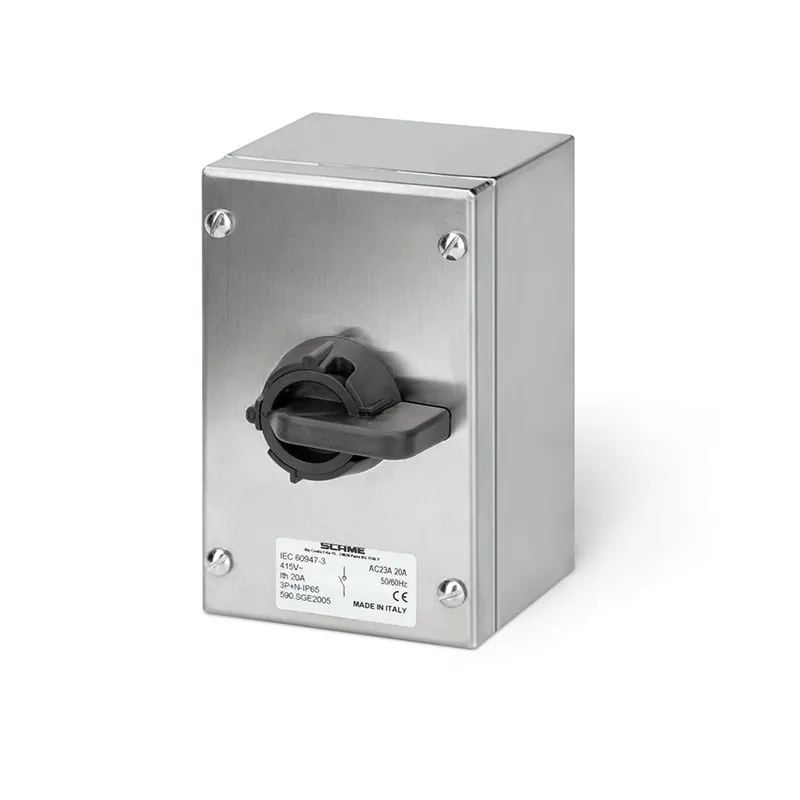 SCAME - Enclosed Switch Disconnector, 32A, 3P+N, IP65, 100x160x90mm, Y1 IK10, General, Stainless Steel, Grey/Black