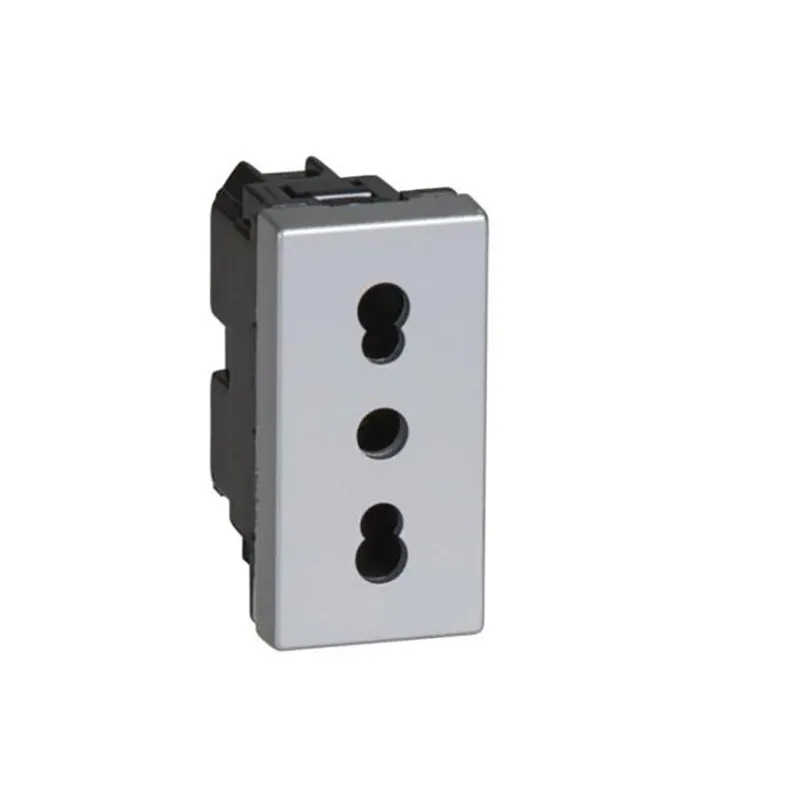 ليجراند - مقبس Arteor، إيطالي، 10A/16A 250V، 2P+E، 1 Module، Aluminium