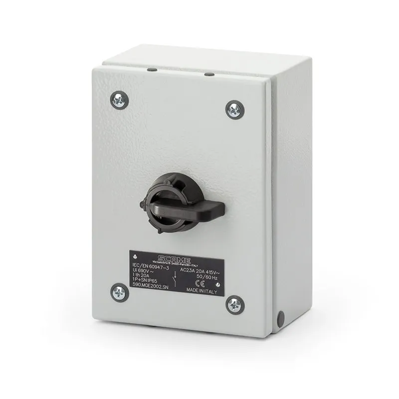 SCAME - Enclosed Switch Disconnector, Varnished Metal, 20A, 3P, IP65, 150x210x107mm, Y1, IK10, General, Grey/Black