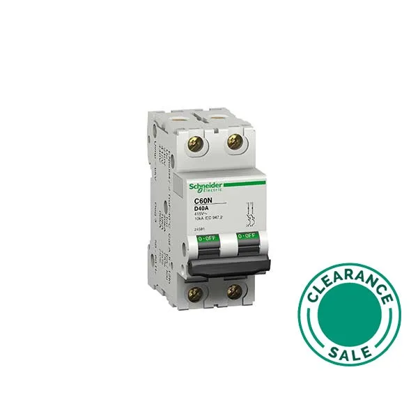 MCB, C60N, 16A, 2P, D Curve (NEW: A9F45216)