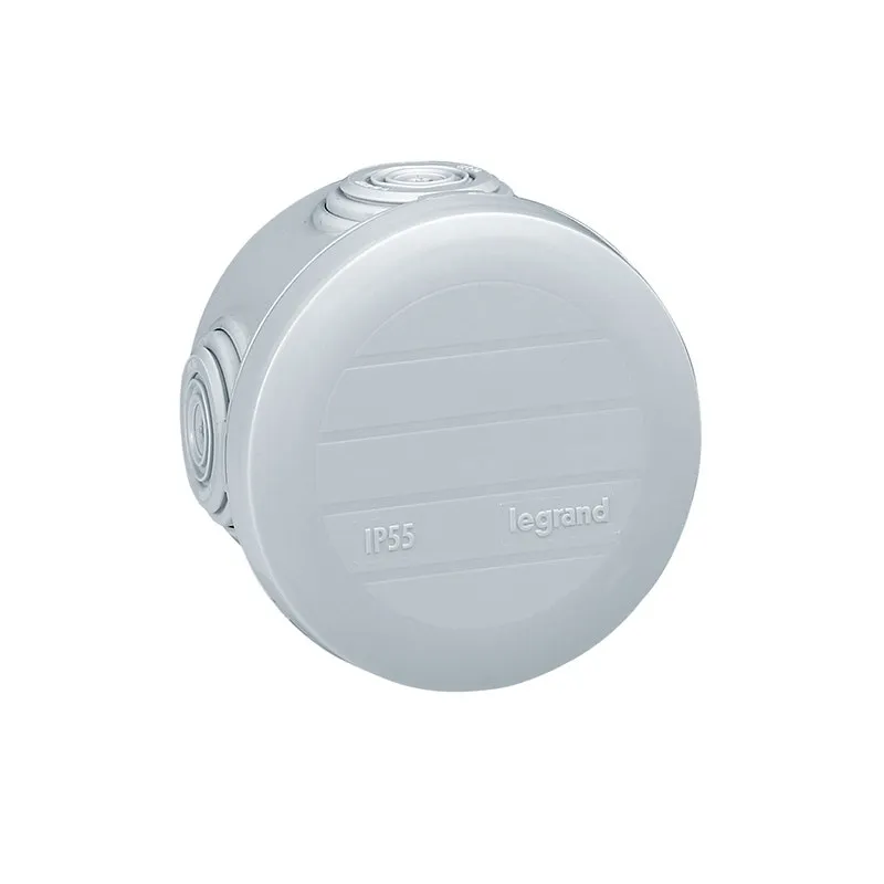 ليجراند - علبة التوصيل Plexo، 4 فتحة، IP55 IK07، دائري Ø60mm، ارتفاع 40mm، Grey