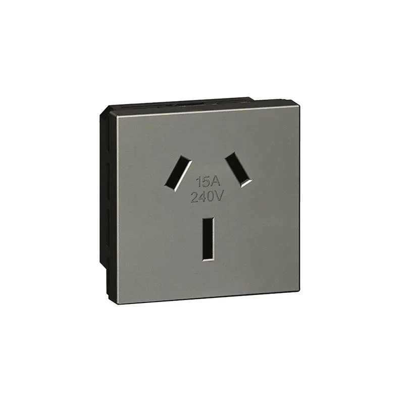 ليجراند - مقبس Arteor، أسترالي، 10/15A 240V، 2P+E، 2 موديول، Shuttered، Magnesium