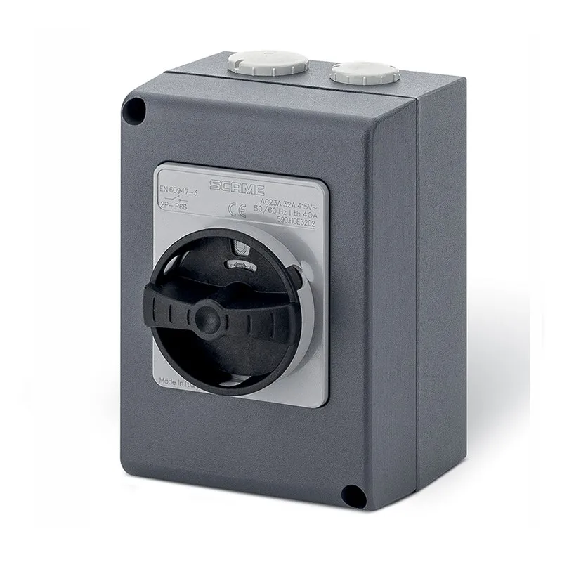 SCAME - Enclosed Switch Disconnector, 40A , 1P+SN, IP66, 105x150x82mm, Y1, IK10, General, Grey/Black, SN (Solid Neutral)