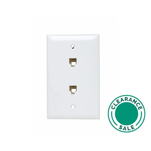 RJ11 Telephone Jack with Wall Plate, 1 Gang, 4C, White