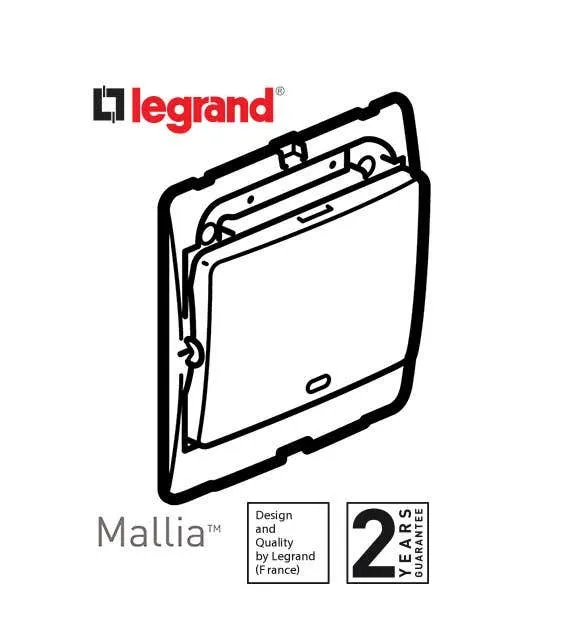 ليجراند - مفتاح سخان ماليا - 20 أمبير - 250 فولت - فضي - مع لمبة بيان + علامة Water Heater