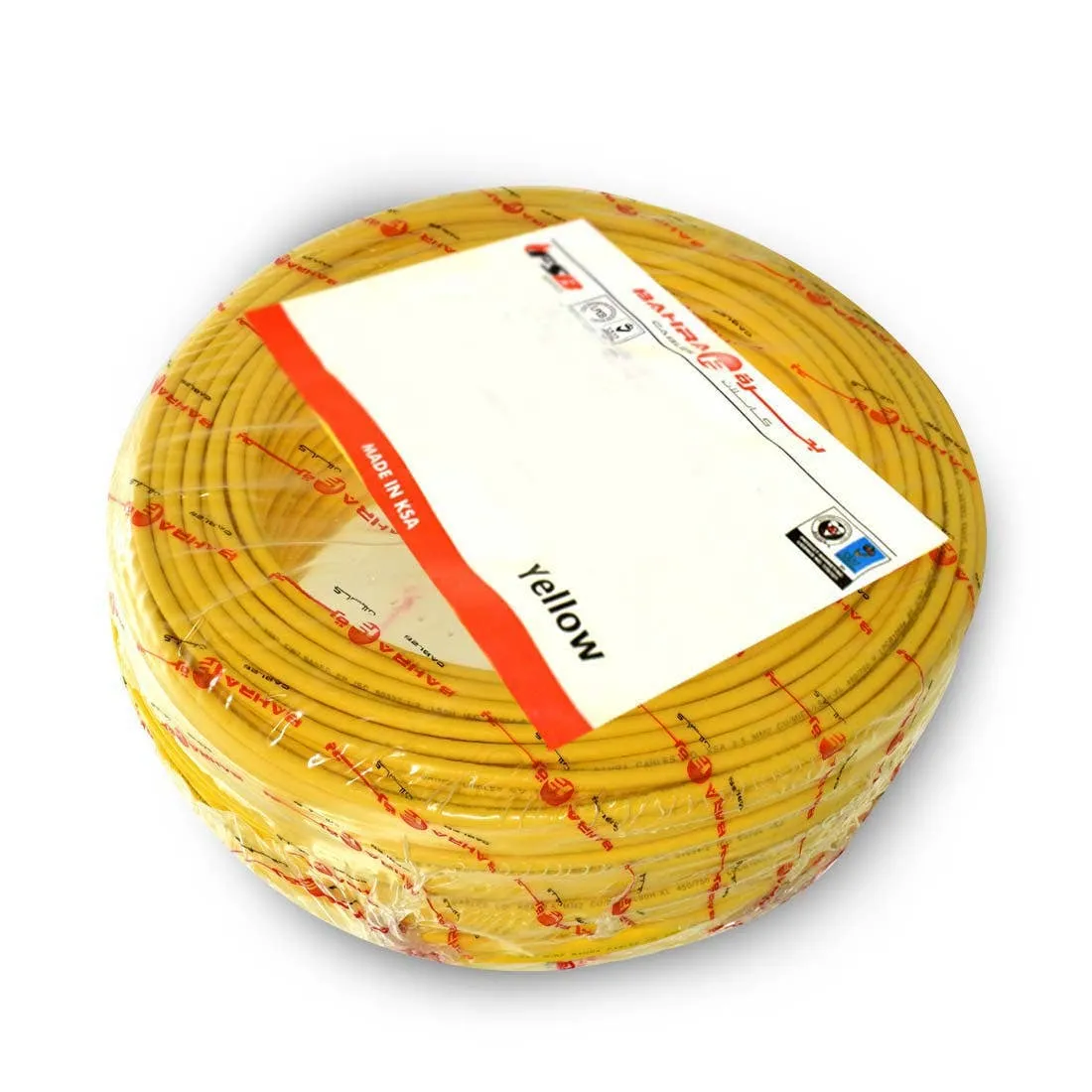 BAHRA CABLES - British Standard, LSOH NYA Wire, 1x10mm, 450/750V, Yellow