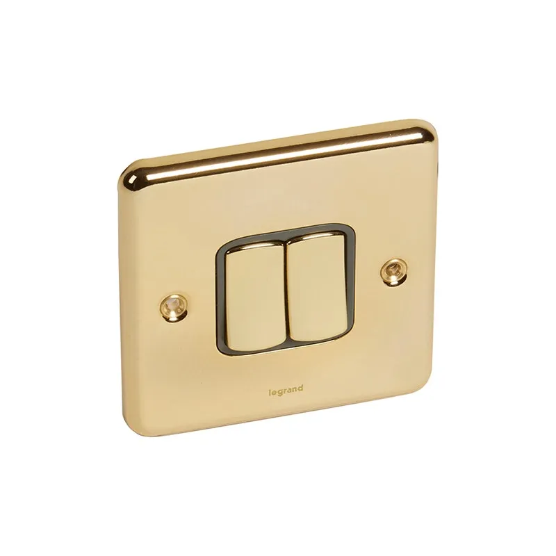 ليجراند - مفتاح Synergy Authentic، مجوز، خط 2، 20AX، 250V، Glossy Gold