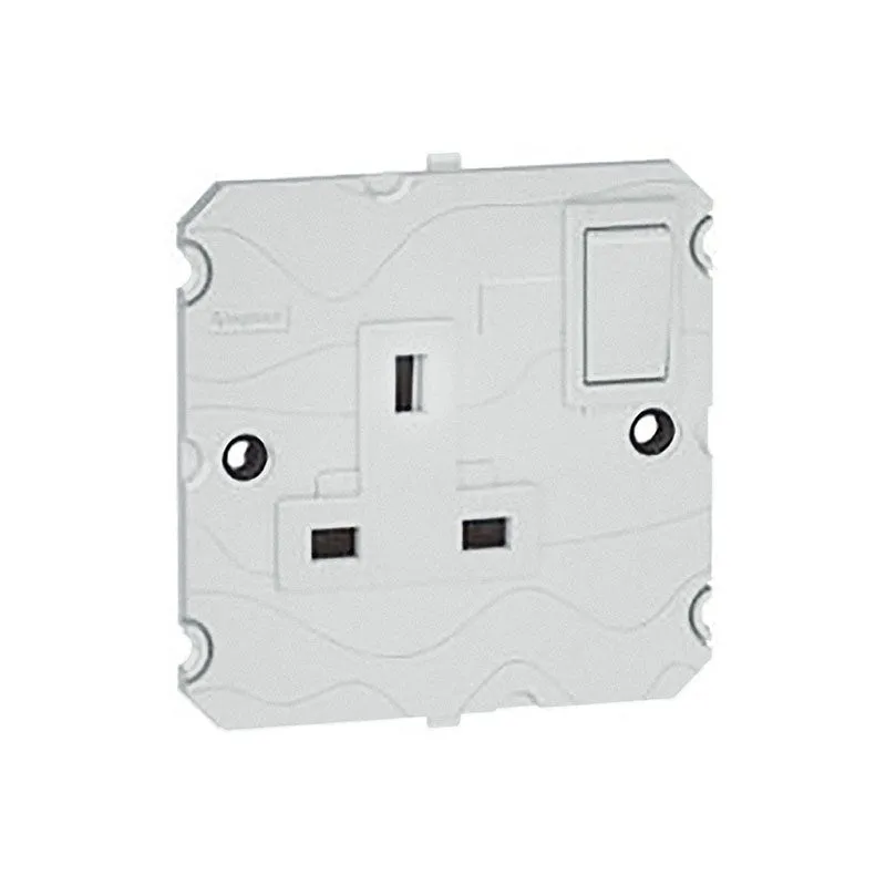 ليجراند - مقبس مزدوج مع مفتاح Arteor، BS 1363:2، 13A 250V، 2P+E، مفتاح، 1 موديول، Soft Aluminum