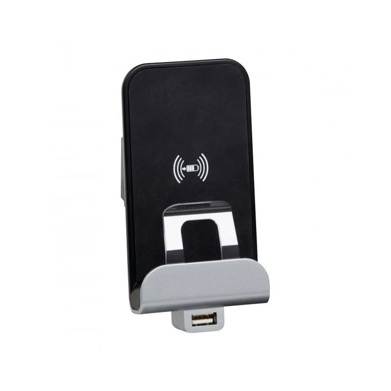 LEGRAND - Wireless Charger + Type A USB Mosaic, White with Metallic Finishing Plate