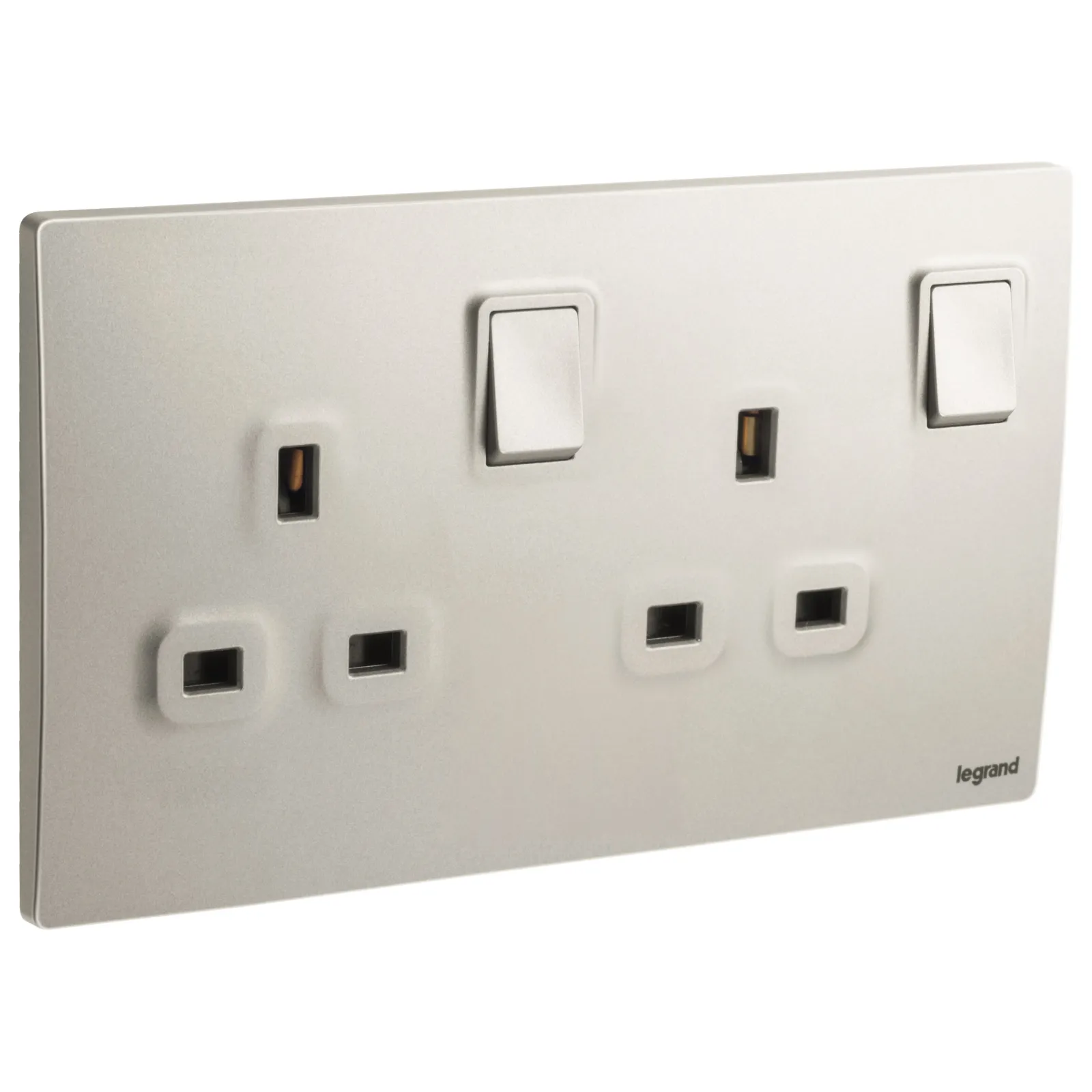 LEGRAND - British Standard Double Pole Socket Outlet Mallia, 2 Gang, Switched, 13 A, 250 V~, Champagne