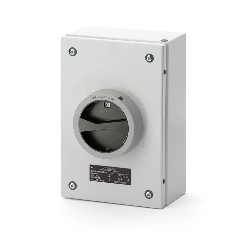 SCAME - Enclosed Switch Disconnector, Varnished Metal, 100A, 3P+N, IP65, 200x300x120mm, Y4, IK10, General, Grey/Black
