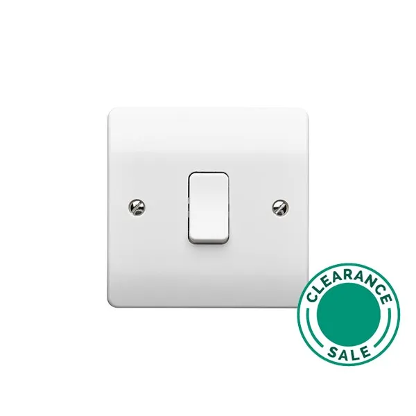 Switch, 10A, 1 Gang, 1 Way, Single Pole, White, MK LOGIC