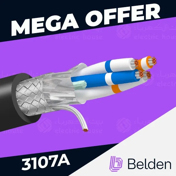 BELDEN - 2P*22 AWG Cable - RS-485, Stranded, Shielded, Black, 305 Meters/Roll